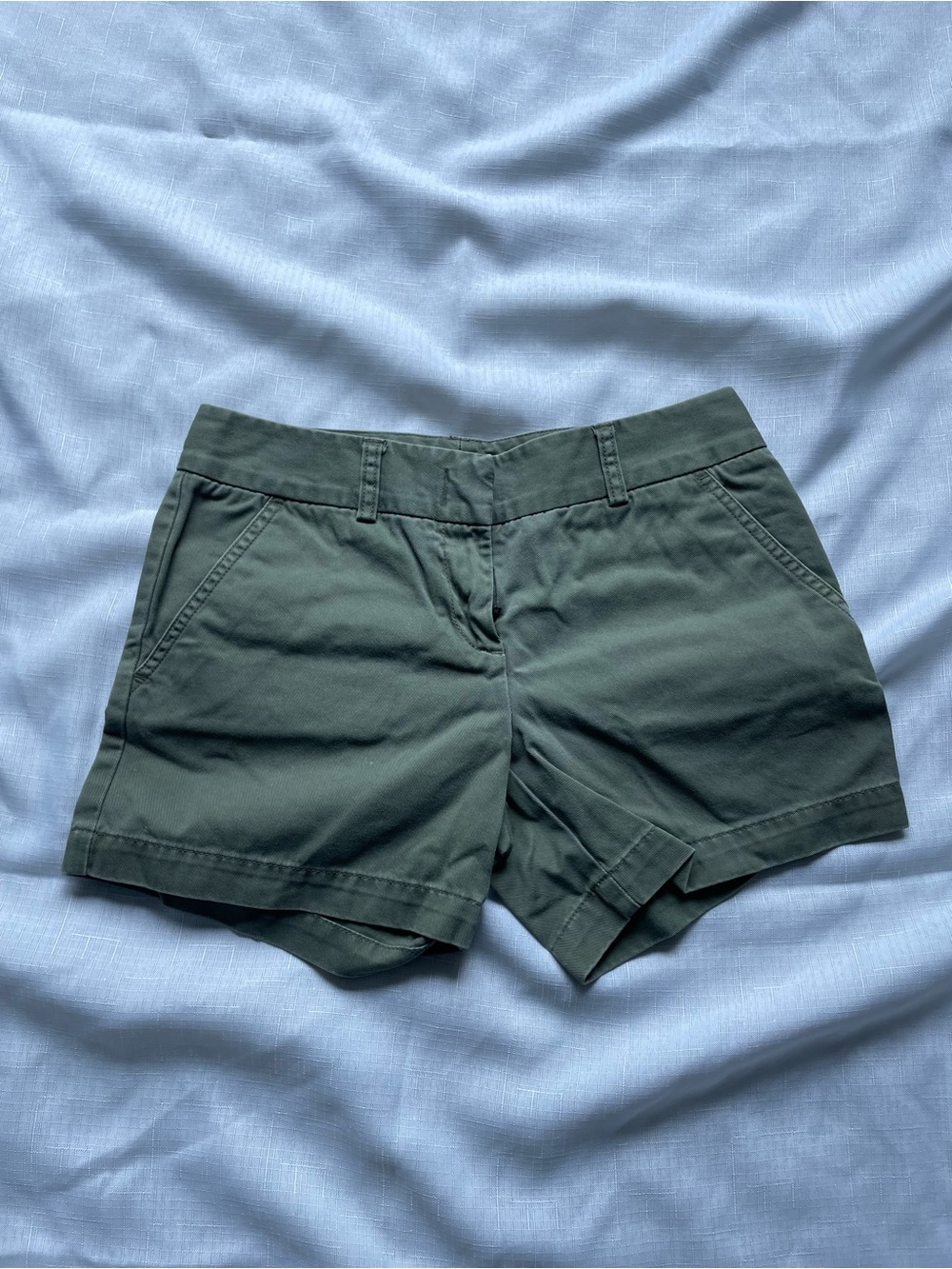 Green Women’s J Crew Cotton “Low Fit” Shorts, Sz 0P